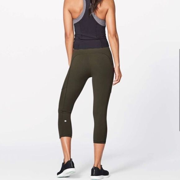 Lululemon Speed Up Crop Pockets Evergreen - Picture 1 of 15